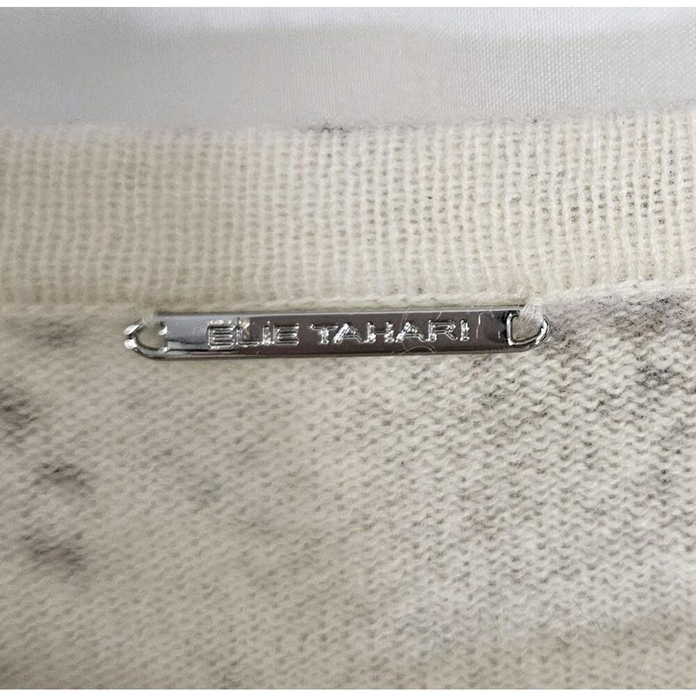 Elie Tahari Beige Brown Python Snakeskin Print Cashmere Crewneck Sweater Medium - Picture 5 of 7